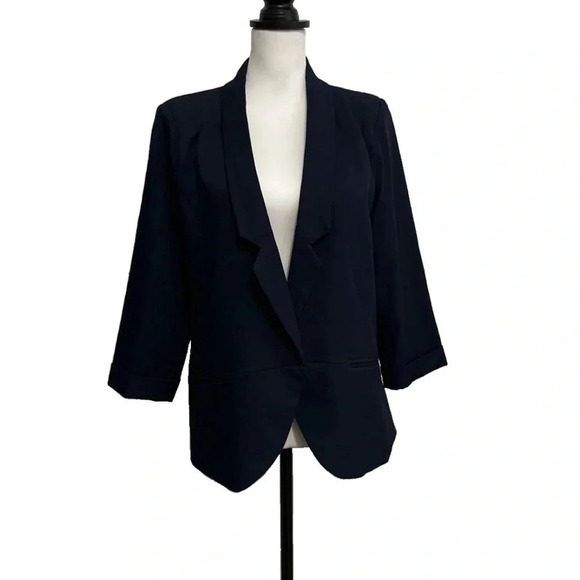 NWT! Molly Bracken ladies woven Blazer. Navy blue size large - Picture 1 of 7